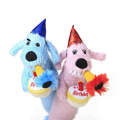Multipet Loofa Birthday Squeaky Plush Dog Toy, Color Varies, 12"